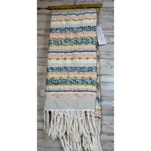 London Kaye Boho Woven Throw Blanket 50x60 Fringe Tufted Textured Stripe